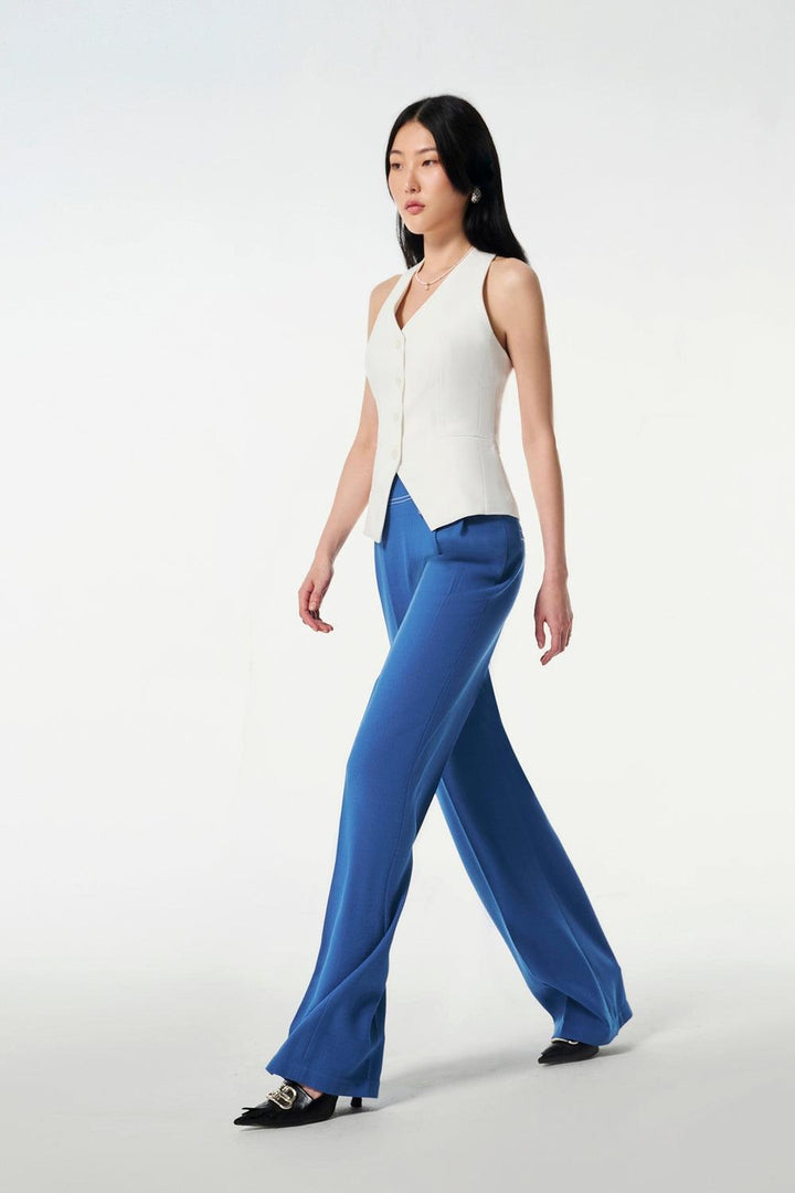 Nilah Straight High Waist Wool Cotton Pants - MEAN BLVD