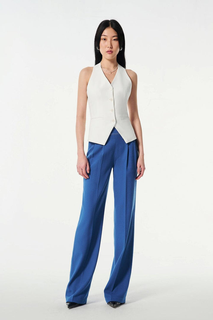 Nilah Straight High Waist Wool Cotton Pants - MEAN BLVD