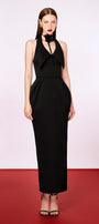 Nirvana Pegged Halter Neck Taffeta Ankle Length Dress - MEAN BLVD
