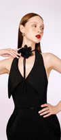 Nirvana Pegged Halter Neck Taffeta Ankle Length Dress - MEAN BLVD