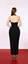 Nirvana Pegged Halter Neck Taffeta Ankle Length Dress - MEAN BLVD