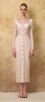 Noble Sheath Single Breasted Lace Midi Dress - MEAN BLVD