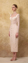 Noble Sheath Single Breasted Lace Midi Dress - MEAN BLVD