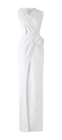 Nocturne Sheath Back Slit Jacquard Floor Length Dress - MEAN BLVD