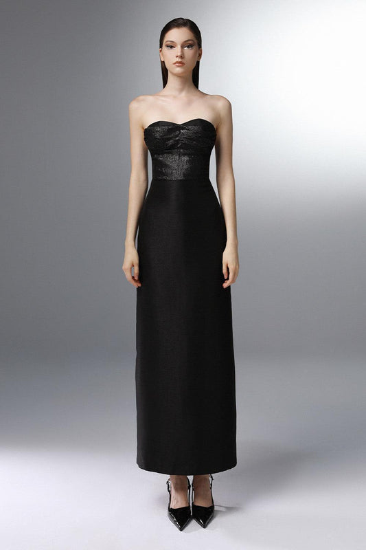 Nocturne Strapless Semi-Heart Neck Polyester Ankle Length Dress - MEAN BLVD