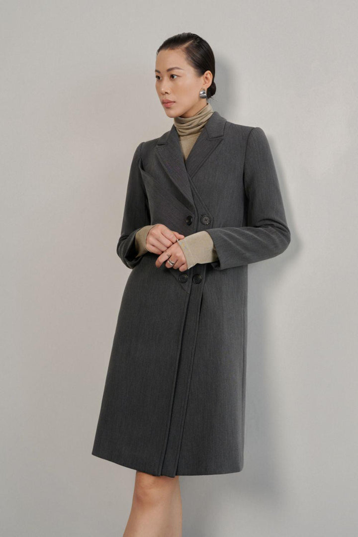 Noemi Straight Notch Lapel Cotton Knee-length Trench Coat - MEAN BLVD