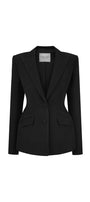 Noir A-line Long Sleeved Poly Silk Blazer - MEAN BLVD