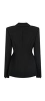 Noir A-line Long Sleeved Poly Silk Blazer - MEAN BLVD