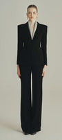 Noir A-line Long Sleeved Poly Silk Blazer - MEAN BLVD