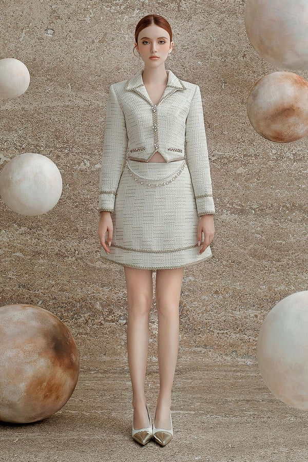 Nolan A-line Bead Tweed Mini Skirt - MEAN BLVD