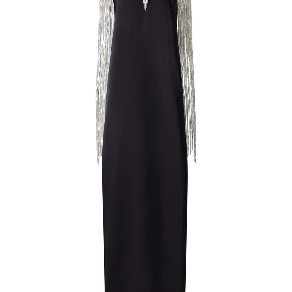 Nomad Straight V-Neck Silk Floor Length Dress - MEAN BLVD