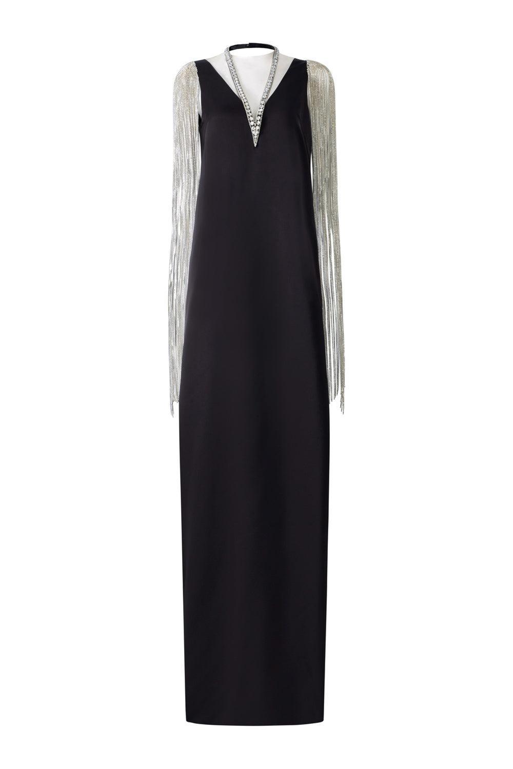 Nomad Straight V-Neck Silk Floor Length Dress - MEAN BLVD