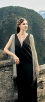 Nomad Straight V-Neck Silk Floor Length Dress - MEAN BLVD