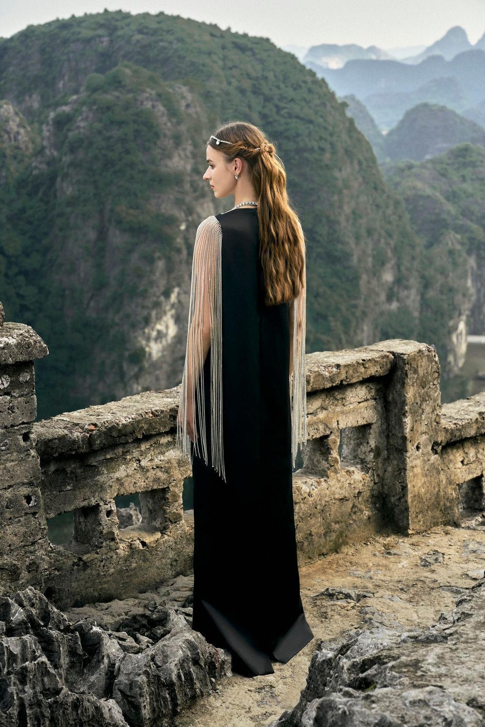 Nomad Straight V-Neck Silk Floor Length Dress - MEAN BLVD