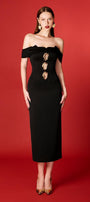 Nova Pencil Off-Shoulder Taffeta Midi Dress - MEAN BLVD