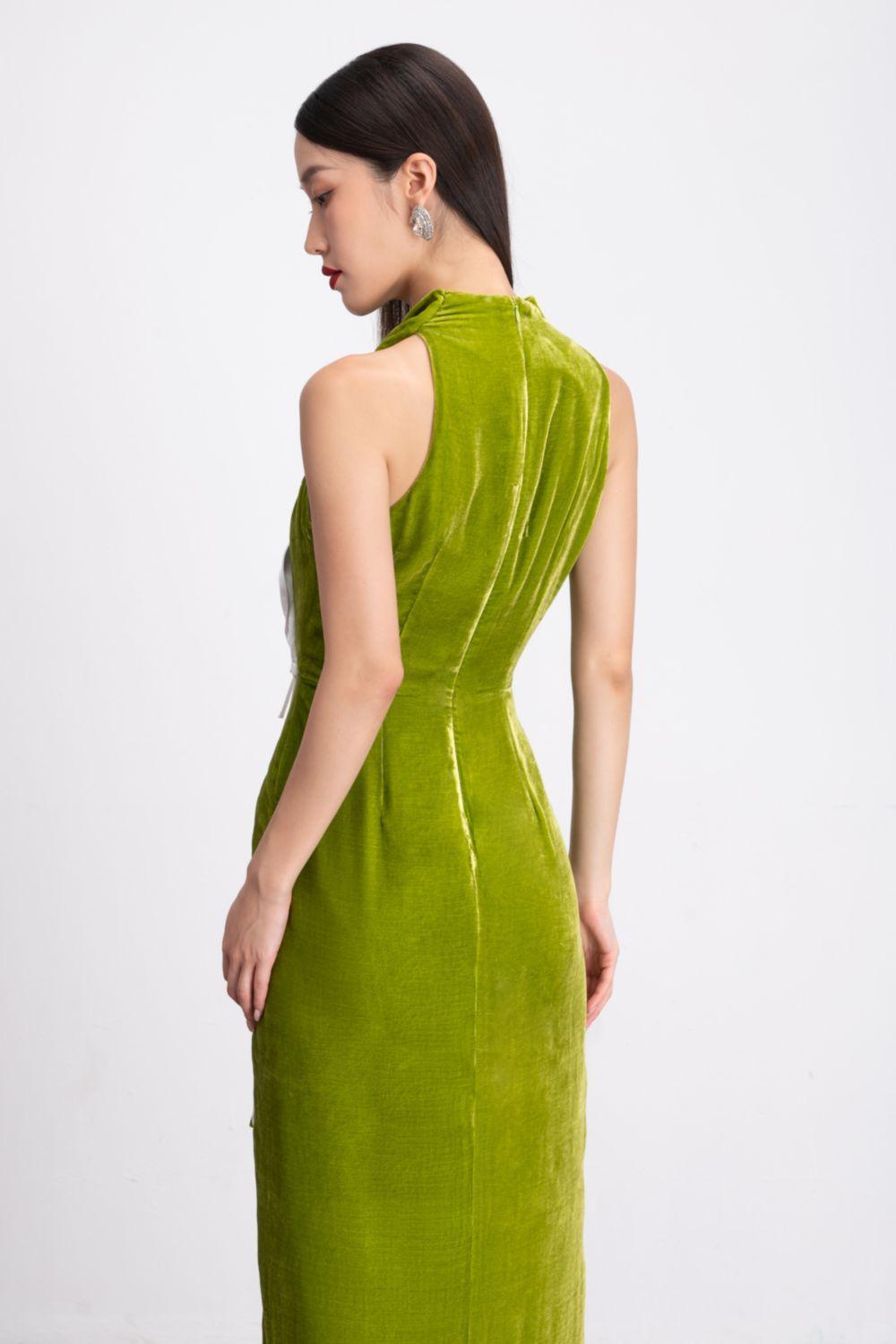 Women's Nova Slit Cowl Neck Velvet Ankle Length Dress S/M/L Black/Green MEAN BLVD Black / M Women's Nova Slit Cowl Neck Velvet Ankle Length Dress S/M/L Black/Green MEAN BLVD Black / M