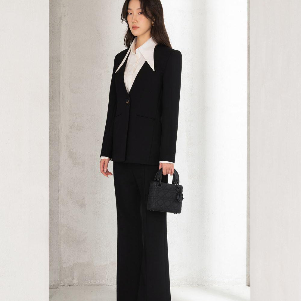 Novah Straight Ribbed Twill Floor Length Trousers - MEAN BLVD
