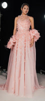 Novak Ball Gown Flower Applique Silk Organza Floor Length Dress - MEAN BLVD