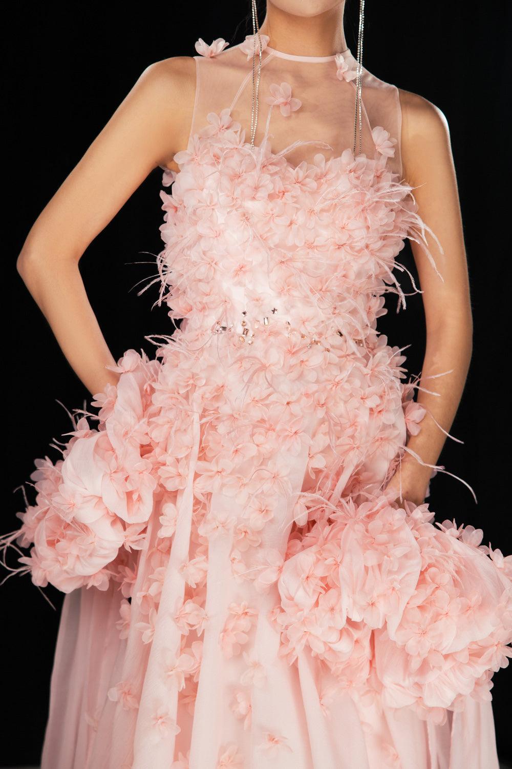 Novak Ball Gown Flower Applique Silk Organza Floor Length Dress - MEAN BLVD