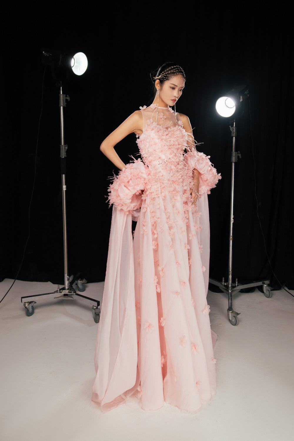 Novak Ball Gown Flower Applique Silk Organza Floor Length Dress - MEAN BLVD