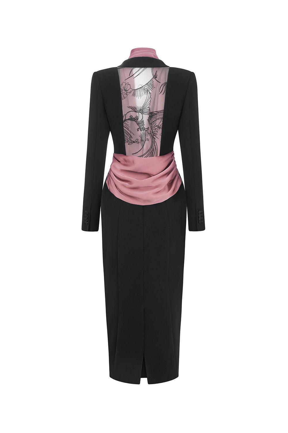 Numinous Shirt Square Shoulder Poly Silk Ankle Length Dress - MEAN BLVD
