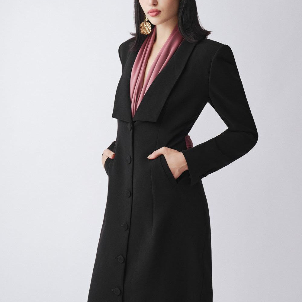 Numinous Shirt Square Shoulder Poly Silk Ankle Length Dress - MEAN BLVD