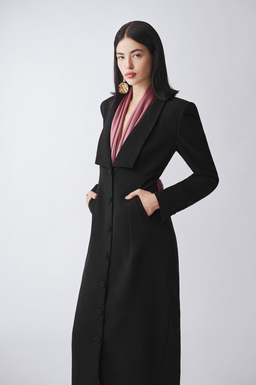 Numinous Shirt Square Shoulder Poly Silk Ankle Length Dress - MEAN BLVD