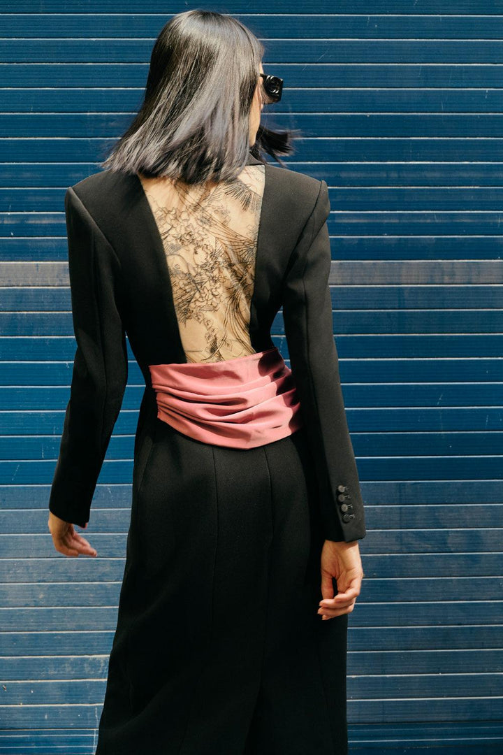 Numinous Shirt Square Shoulder Poly Silk Ankle Length Dress - MEAN BLVD