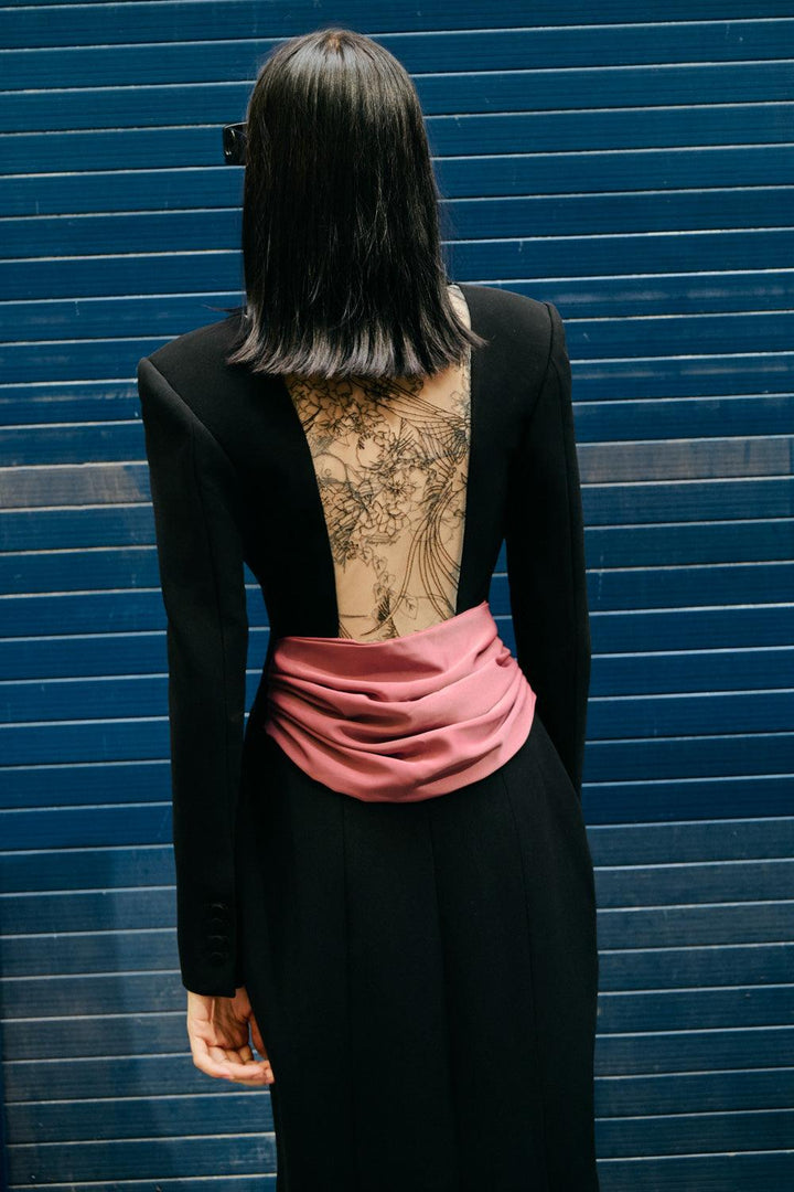 Numinous Shirt Square Shoulder Poly Silk Ankle Length Dress - MEAN BLVD