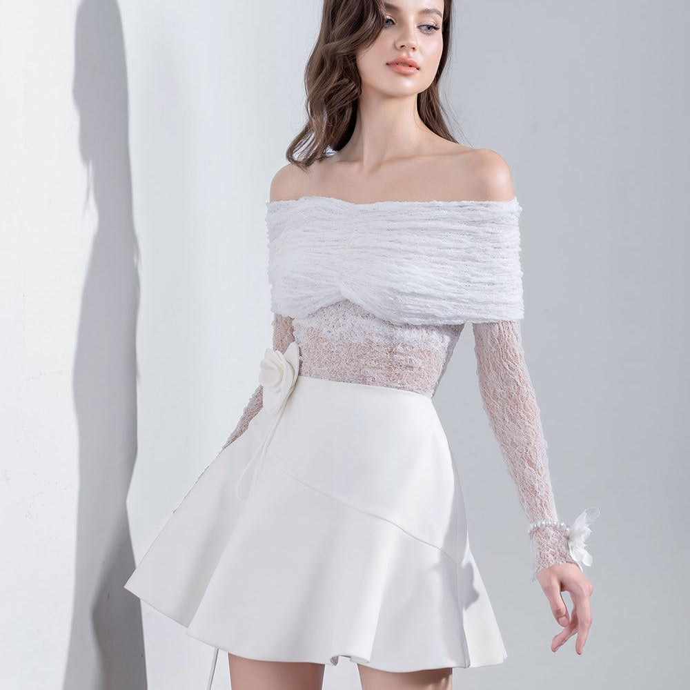 Nyla A-line Flower Applique Polycotton Mini Skirt - MEAN BLVD