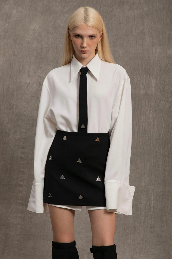 Nyla A-line High Waist Khaki Silk Skirt - MEAN BLVD