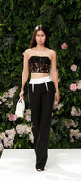 Nyla Strapless Straight Across Neck Lace Crop Top - MEAN BLVD