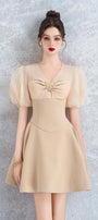 Nymph A-line Puffy Sleeved Taffeta Mini Dress - MEAN BLVD