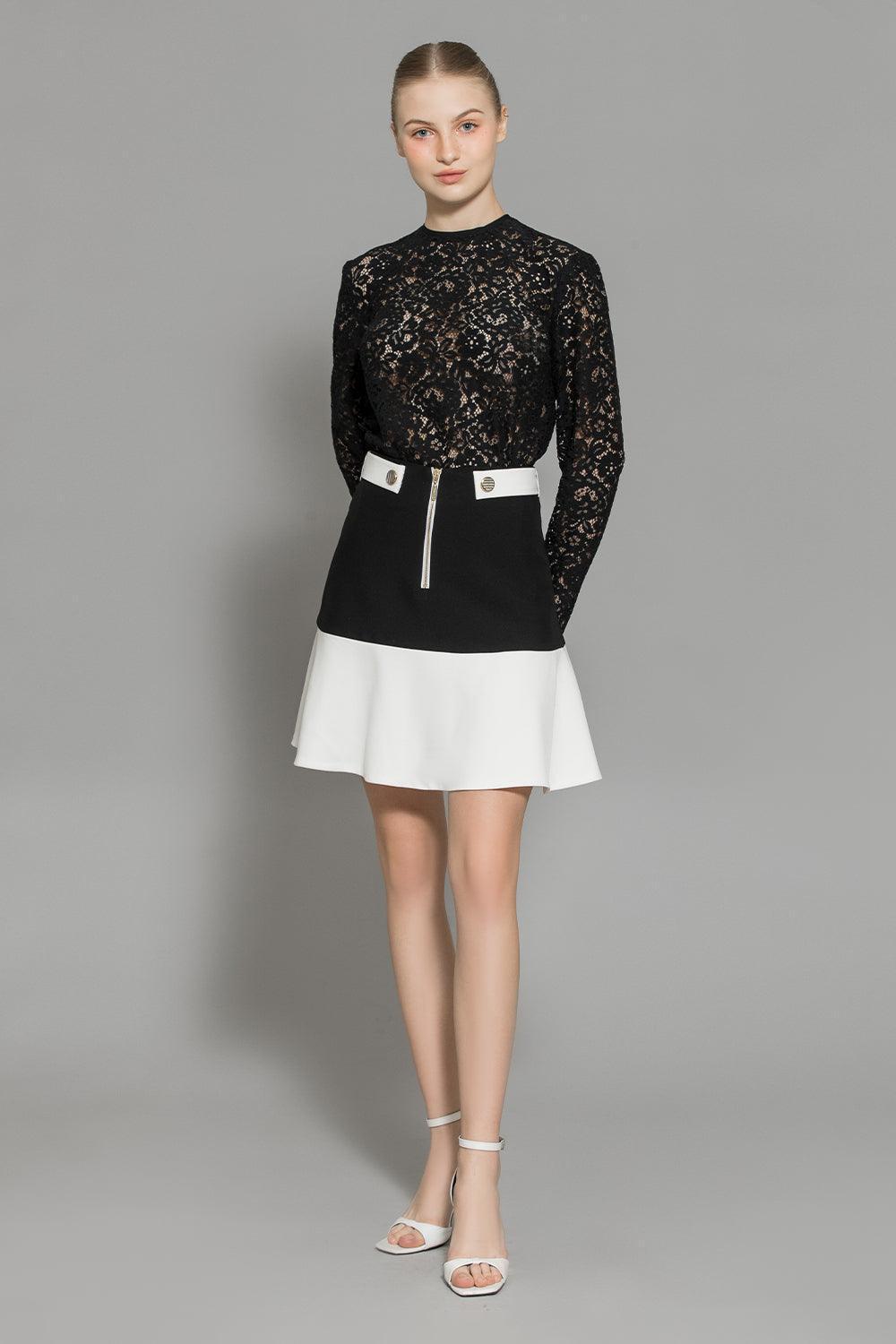 Nyomi Drop Waist Front Zipper Wool Mini Skirt - MEAN BLVD