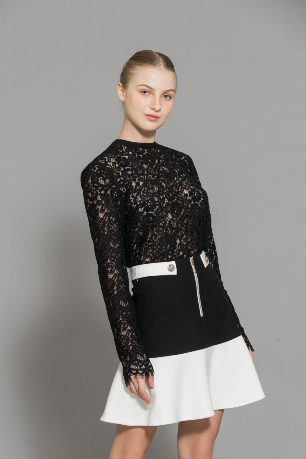 Nyomi Drop Waist Front Zipper Wool Mini Skirt - MEAN BLVD