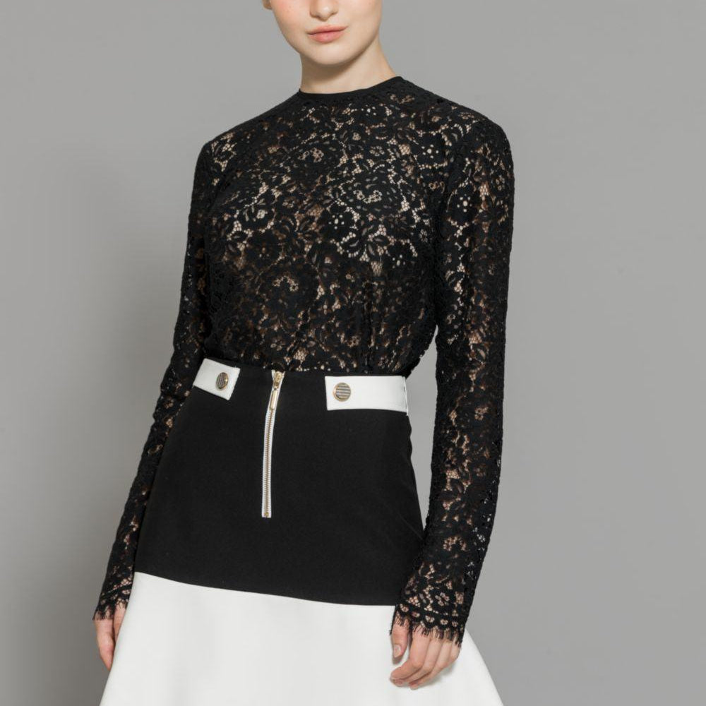 Nyomi Drop Waist Front Zipper Wool Mini Skirt - MEAN BLVD