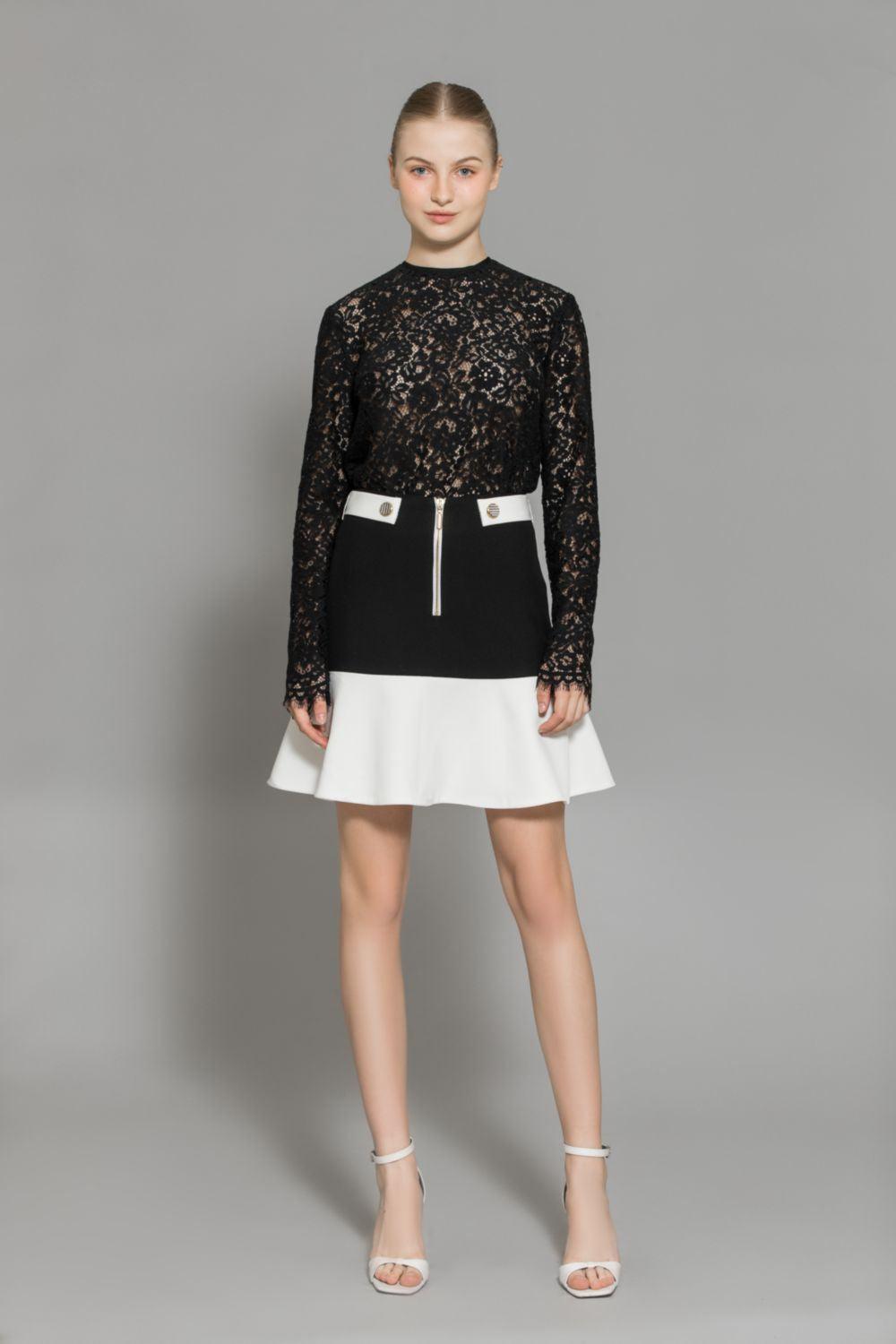 Nyomi Drop Waist Front Zipper Wool Mini Skirt - MEAN BLVD