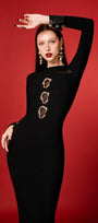 Nyxa Bodycon Long Sleeved Cotton Blend Midi Dress - MEAN BLVD