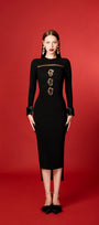 Nyxa Bodycon Long Sleeved Cotton Blend Midi Dress - MEAN BLVD