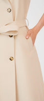 Oaklee Wrap Double Breasted Khaki Calf Length Dress - MEAN BLVD