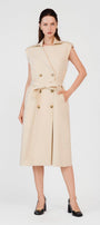 Oaklee Wrap Double Breasted Khaki Calf Length Dress - MEAN BLVD