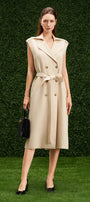 Oaklee Wrap Double Breasted Khaki Calf Length Dress - MEAN BLVD