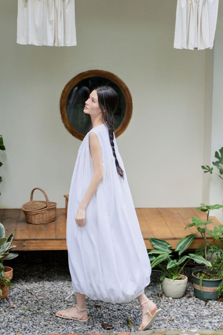 Obi Cocoon V-Neck Linen Midi Dress - MEAN BLVD