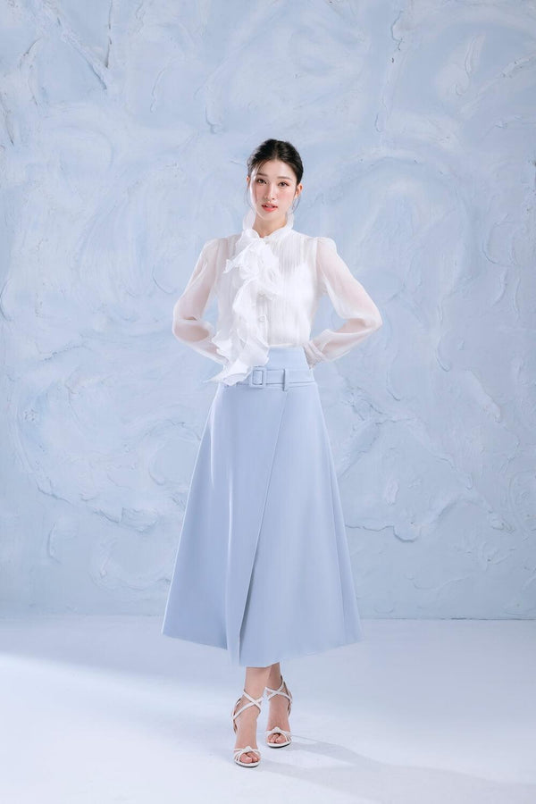 Ocean A-line Crossover Cotton Midi Skirt - MEAN BLVD