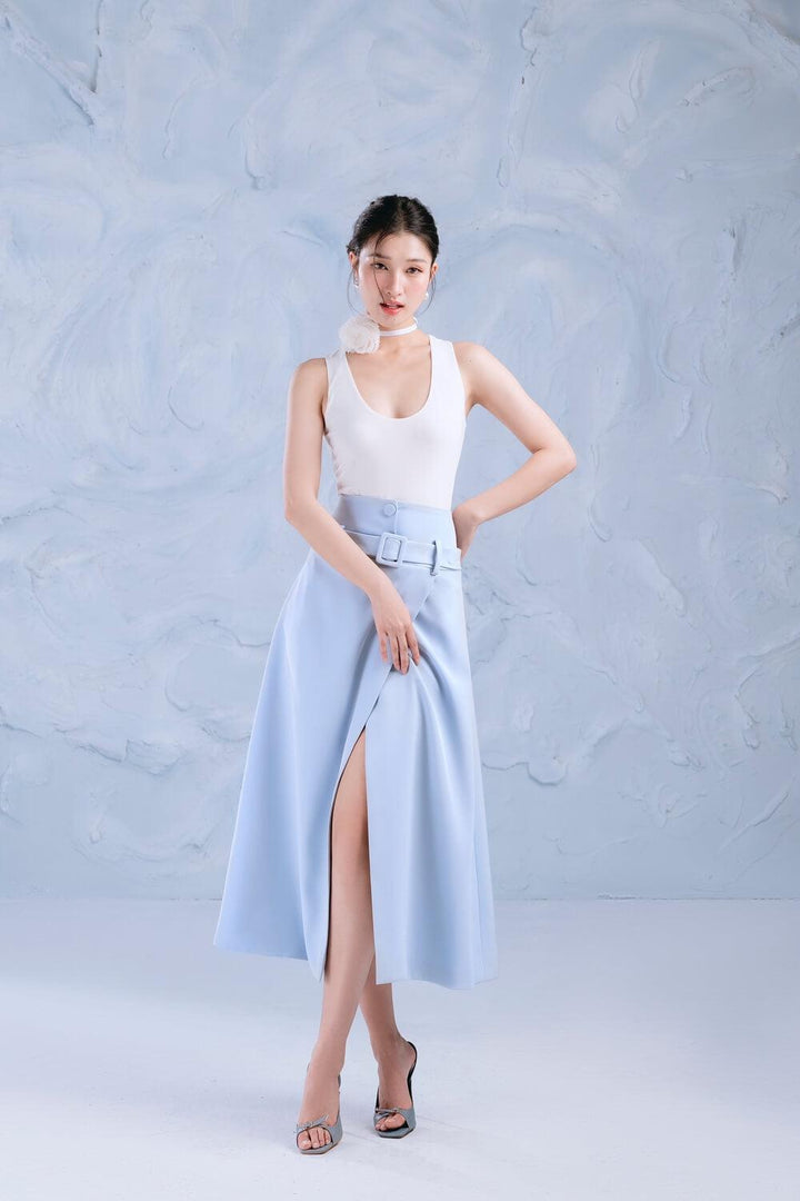 Ocean A-line Crossover Cotton Midi Skirt - MEAN BLVD