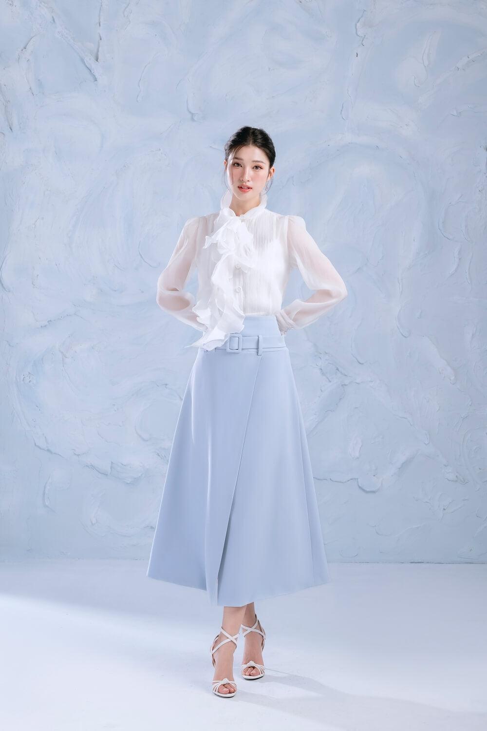 Ocean Straight Ruffle Collar Organza Cotton Shirt - MEAN BLVD
