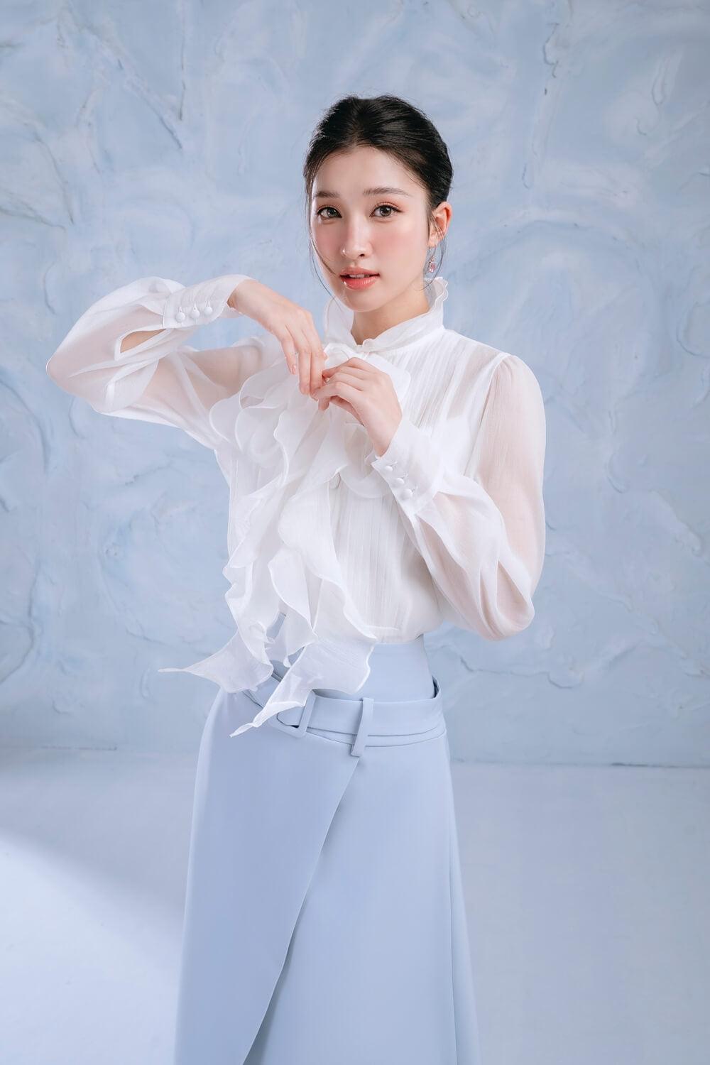 Ocean Straight Ruffle Collar Organza Cotton Shirt - MEAN BLVD