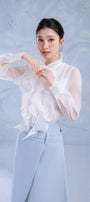 Ocean Straight Ruffle Collar Organza Cotton Shirt - MEAN BLVD