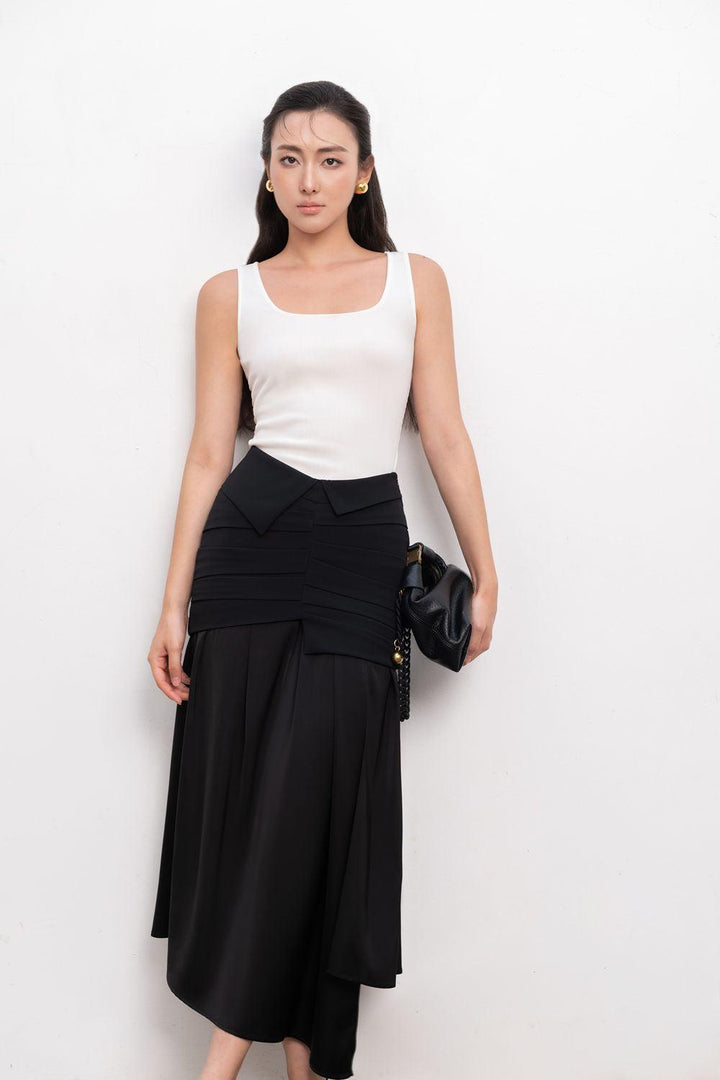 Octavia Asymmetric High Waist Crepe Ankle Length Skirt - MEAN BLVD