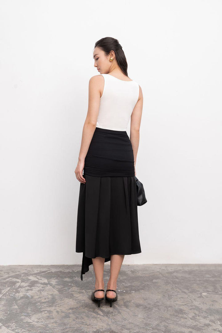 Octavia Asymmetric High Waist Crepe Ankle Length Skirt - MEAN BLVD